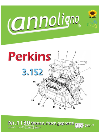 Perkins Diesel Motor 3 Zylinder Typ 3.152 Bild- Ersatzteilliste mit Explosionszeichnungen - annoligno 1130